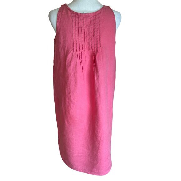 Garnet Hill Linen Dress Size 4 100% Linen‎ Pink Pleated Sheath Sleeveless - Picture 6 of 8